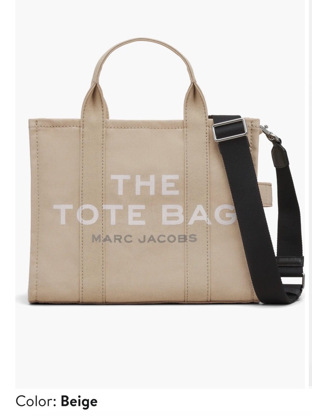 Marc Jacobs Beige Canvas 'The Tote Bag' with Black Strap
